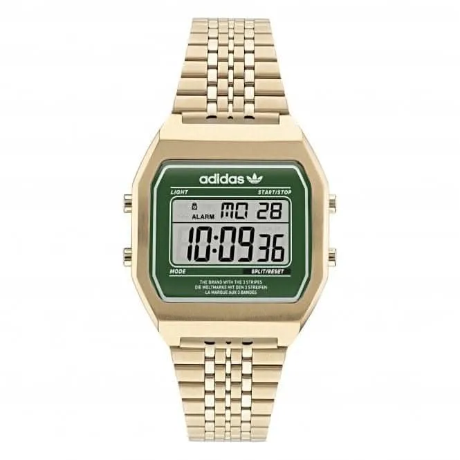 Adidas Unisex Digital Two Gold-Tone Watch AOST22071