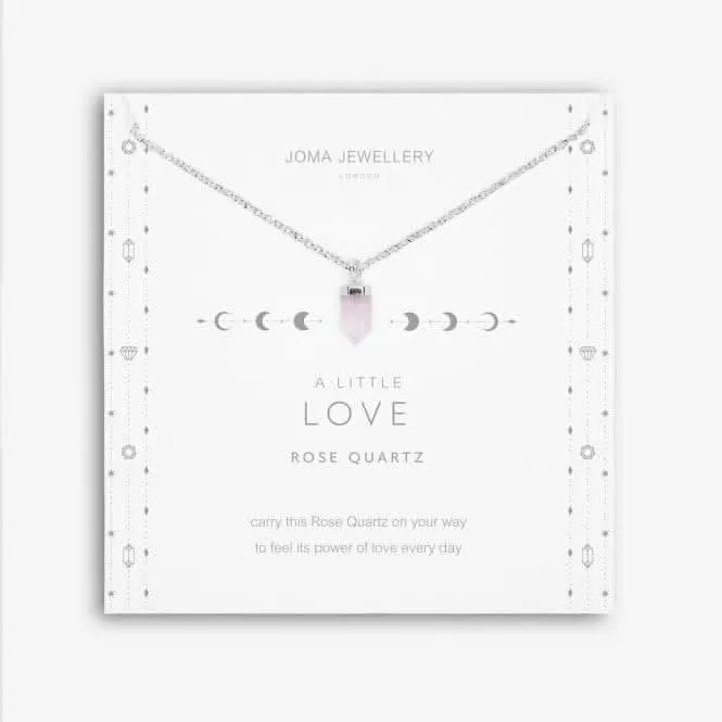 Affirmation Crystal A Little Love Rose Quartz Silver 46cm Extender Necklace 5264 Joma Jewellery