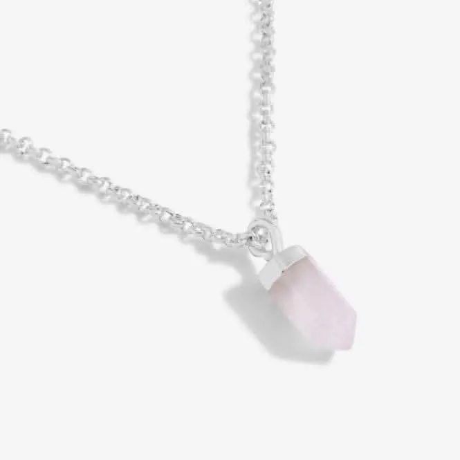 Affirmation Crystal A Little Love Rose Quartz Silver 46cm Extender Necklace 5264 Joma Jewellery