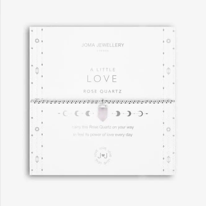 Affirmation Crystal A Little Love Rose Quartz Silver Stretch Bracelet 5258 Joma Jewellery