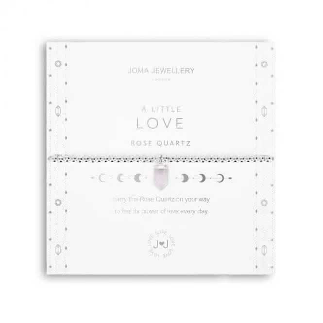 Affirmation Crystal A Little Love Rose Quartz Silver Stretch Bracelet 5258 Joma Jewellery