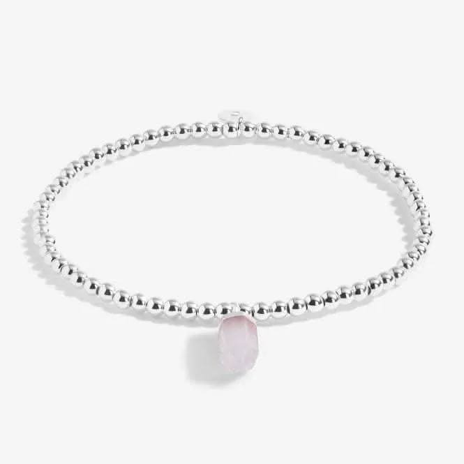 Affirmation Crystal A Little Love Rose Quartz Silver Stretch Bracelet 5258 Joma Jewellery