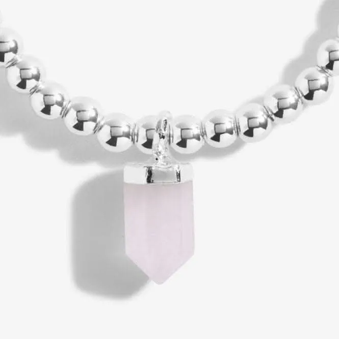 Affirmation Crystal A Little Love Rose Quartz Silver Stretch Bracelet 5258 Joma Jewellery