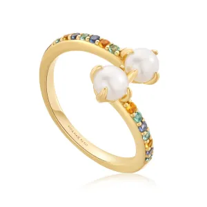 Ania Haie Gold Gem Pearl Wrap Ring R054-03G Ania Haie Jewellery