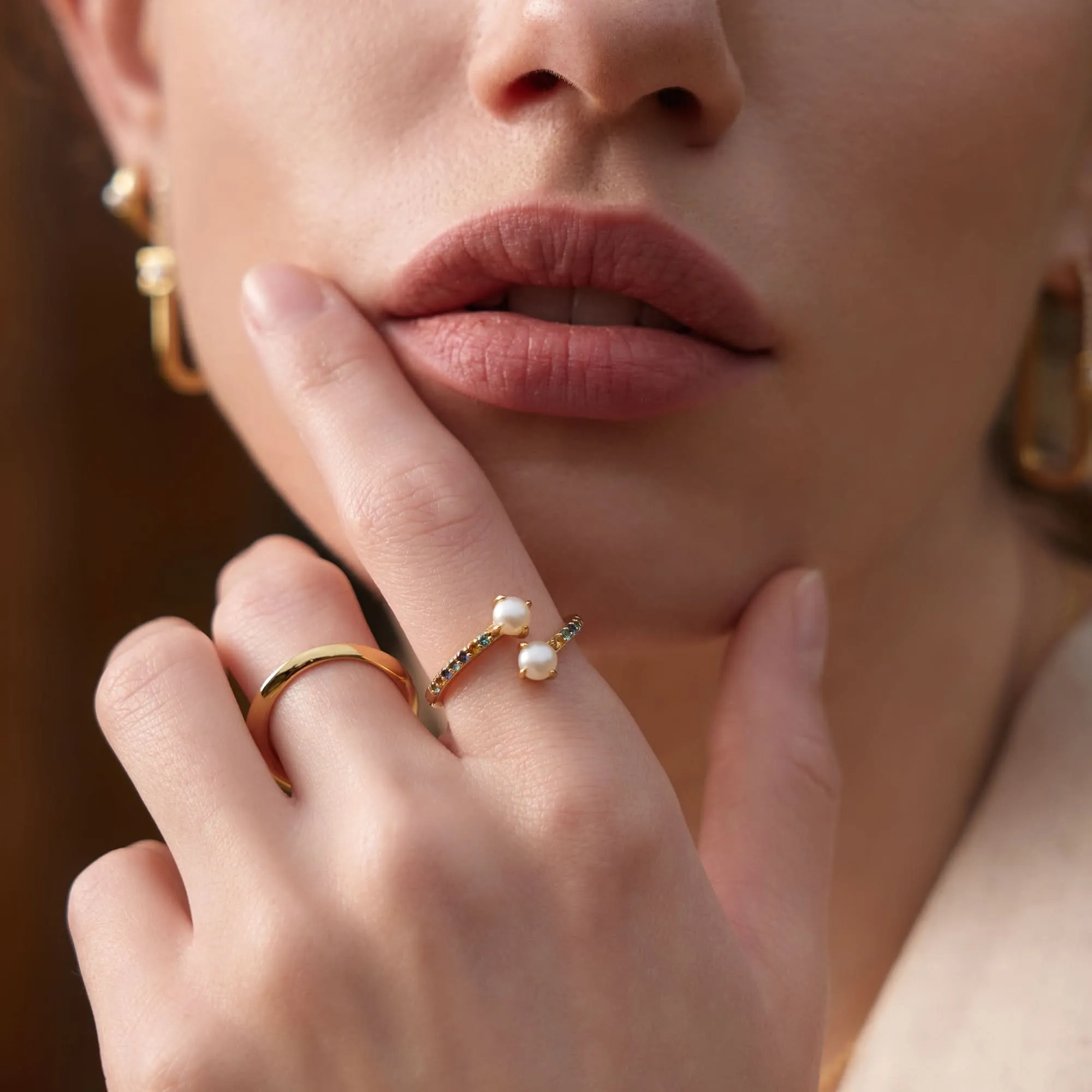 Ania Haie Gold Gem Pearl Wrap Ring R054-03G Ania Haie Jewellery