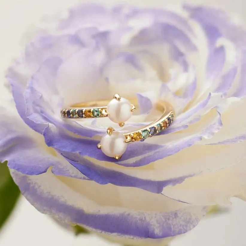 Ania Haie Gold Gem Pearl Wrap Ring R054-03G Ania Haie Jewellery