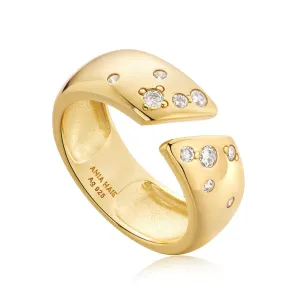 Ania Haie Gold Sparkle Wide Adjustable Ring R054-04G Ania Haie Jewellery