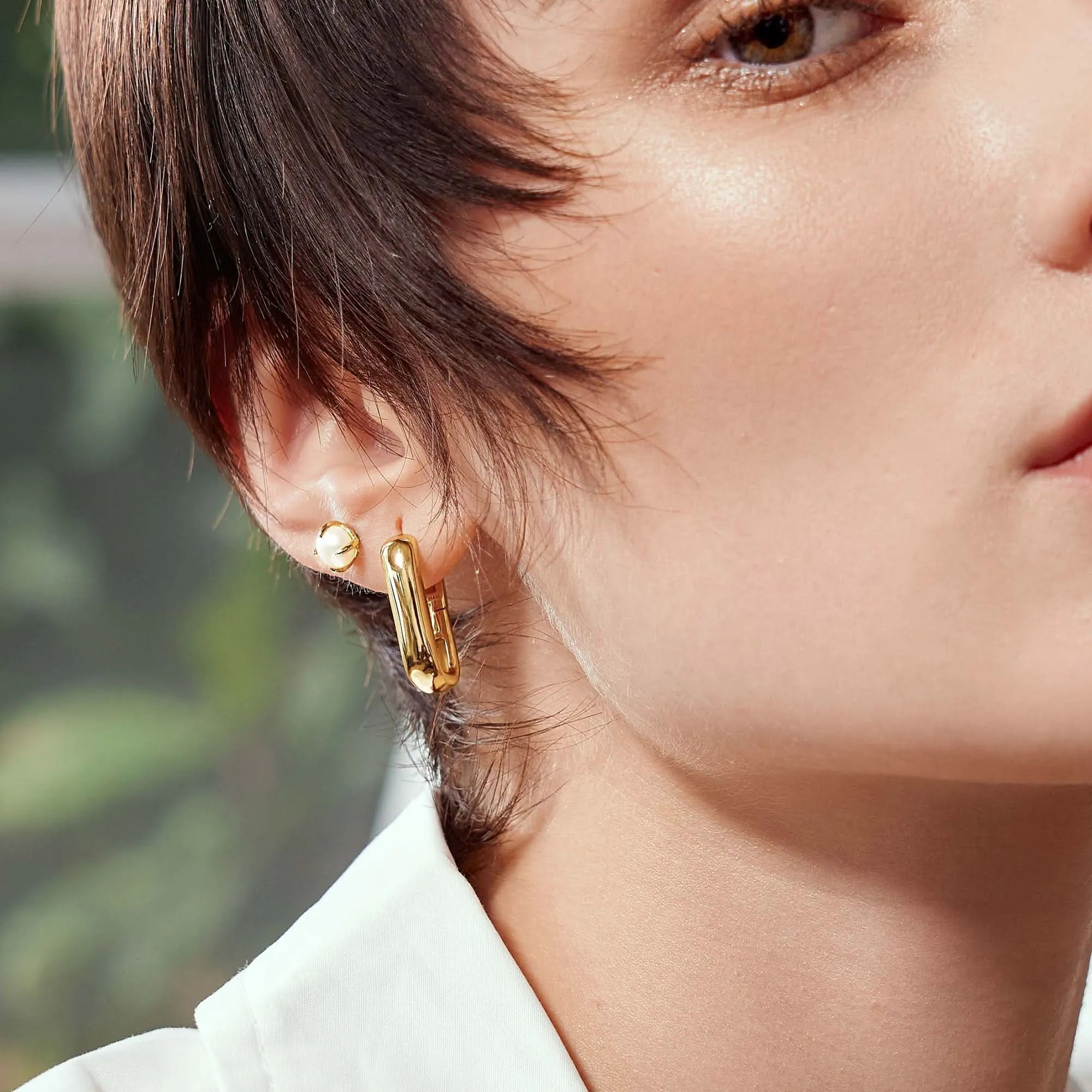 Ania Haie Gold Wide Paper Clip Earrings E058-08G Ania Haie Jewellery