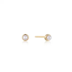 Ania Haie Jewellery Pearl Power - Gold Pearl Cabochon Stud Earrings
