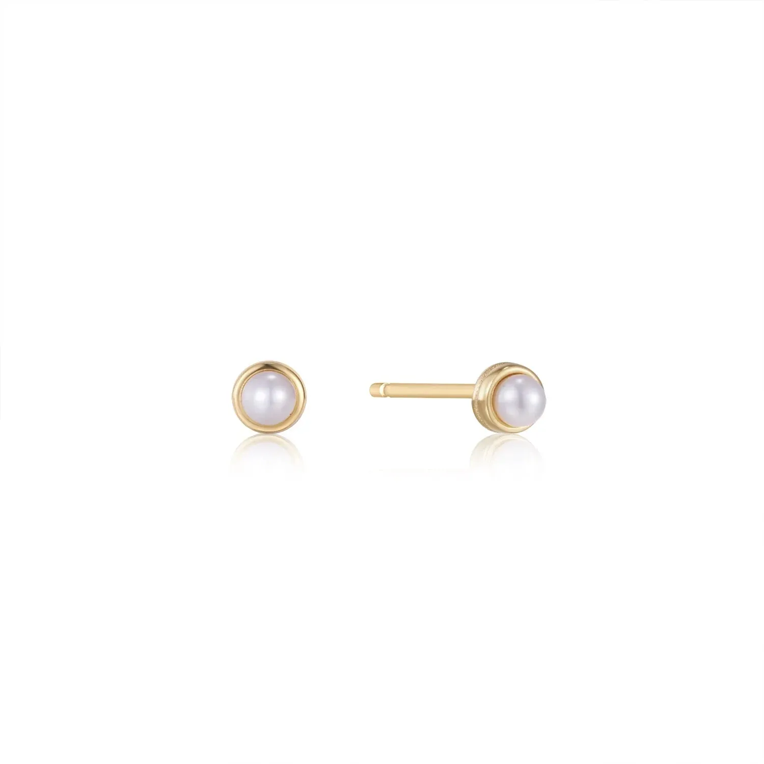 Ania Haie Jewellery Pearl Power - Gold Pearl Cabochon Stud Earrings