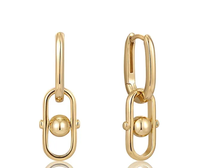 Ania Haie Jewellery Spaced Out - Gold Orb Link Drop Earrings