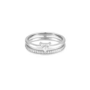 Ania Haie Silver Double White Triangle Stacker Ring R059-04H Ania Haie Jewellery