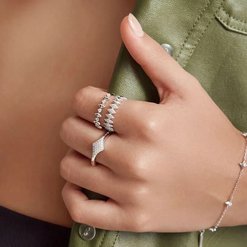 Ania Haie Silver Half Pave Sparkle Ring R061-04H Ania Haie Jewellery