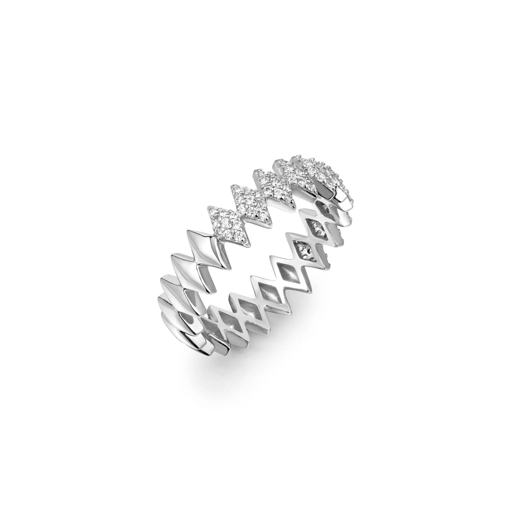 Ania Haie Silver Half Pave Sparkle Ring R061-04H Ania Haie Jewellery