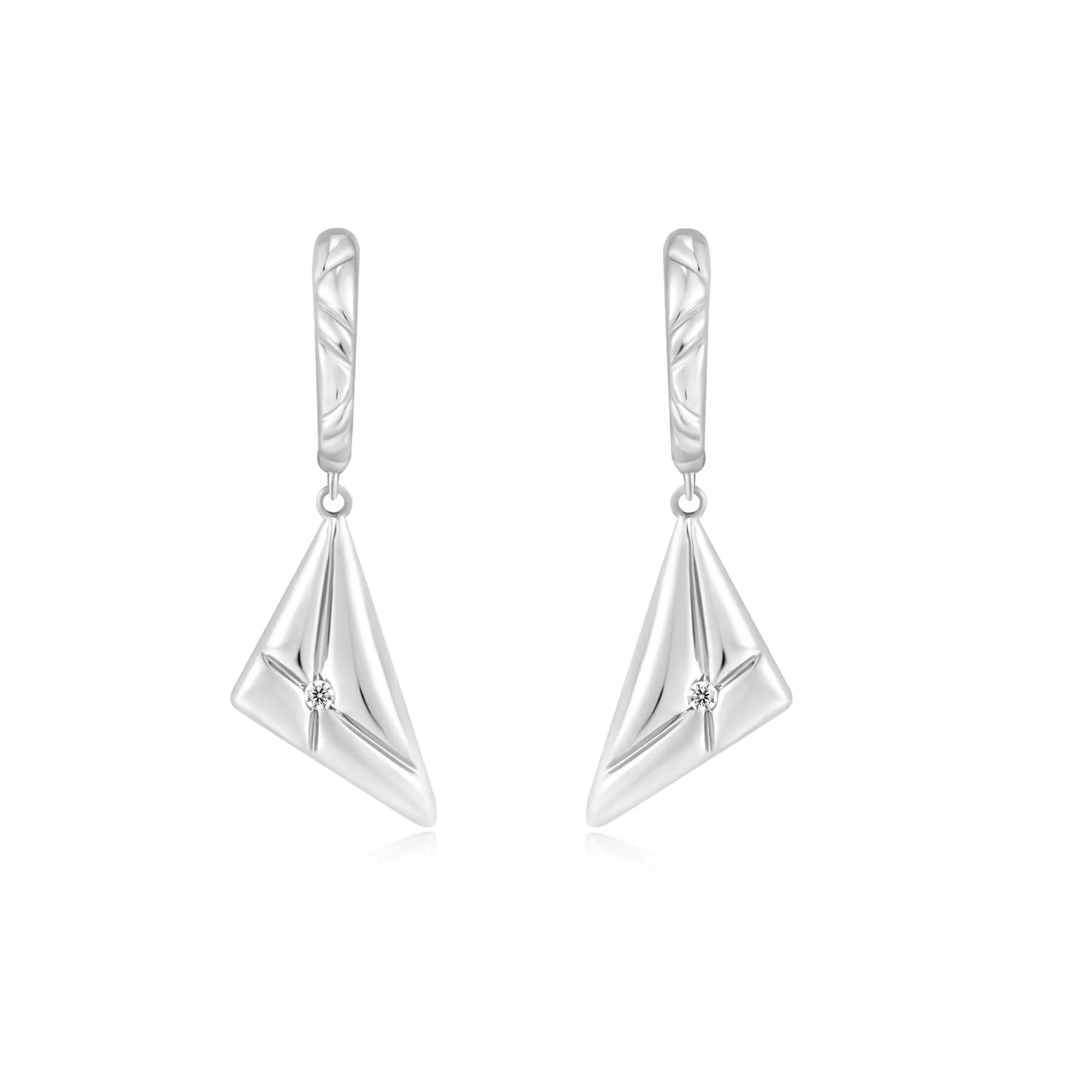 Ania Haie Silver Triangle Kiss Drop Huggies E059-19H Ania Haie Jewellery