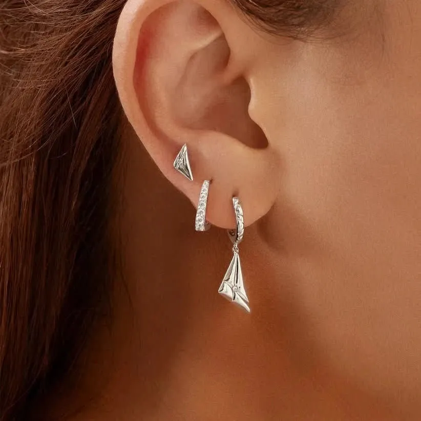 Ania Haie Silver Triangle Kiss Drop Huggies E059-19H Ania Haie Jewellery