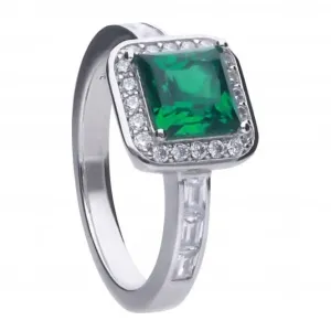 Art Deco Style Emerald Cubic Zirconia Pave Ring R3749 Diamonfire Jewellery