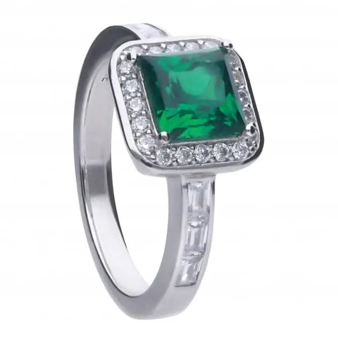 Art Deco Style Emerald Cubic Zirconia Pave Ring R3749 Diamonfire Jewellery