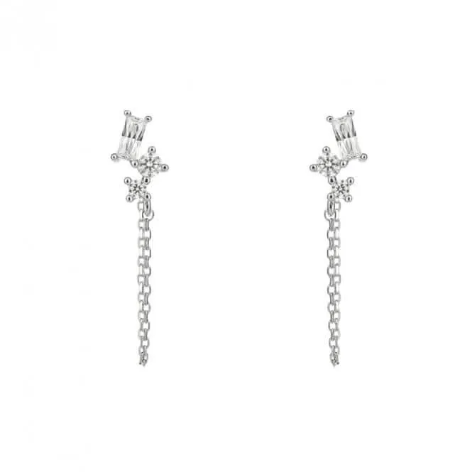 Baguette Zirconia Chain Stud Earrings E6183 Diamonfire Jewellery