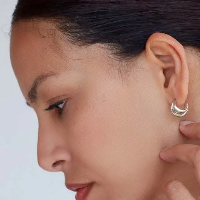 Bevel Cirque Link Twin Hoop Earrings 61886RP Kit Heath Jewelry And Accessories