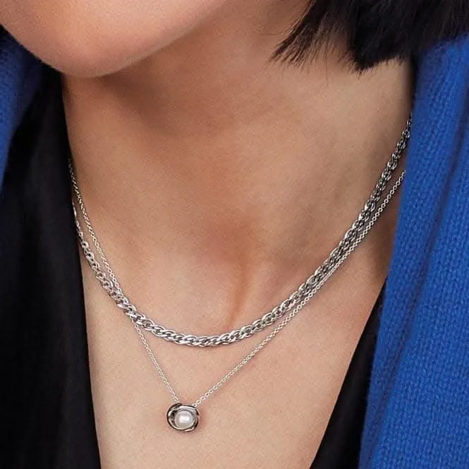 Chain Diamond Cut Woven Link Rhodium Plated 17" Necklace 99904CH17 Kit Heath Jewelry And Accessories