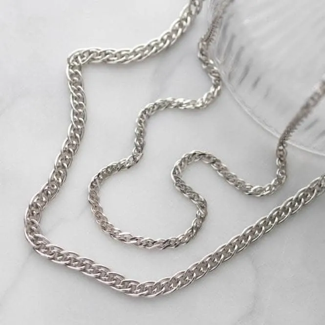 Chain Diamond Cut Woven Link Rhodium Plated 17" Necklace 99904CH17 Kit Heath Jewelry And Accessories