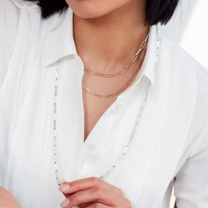 Chain Grande Paperclip Rhodium Plated 32" Necklace 99903CH32 Kit Heath Jewelry And Accessories