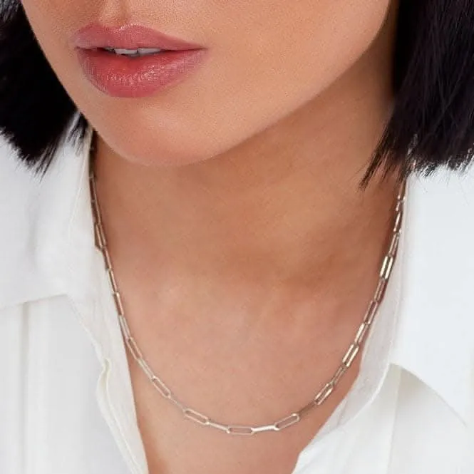 Chain Paperclip Rhodium Plated 17" Necklace 99902CH17 Kit Heath Jewelry And Accessories
