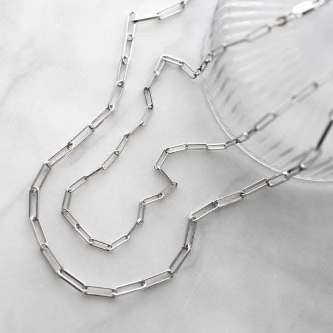 Chain Paperclip Rhodium Plated 17" Necklace 99902CH17 Kit Heath Jewelry And Accessories