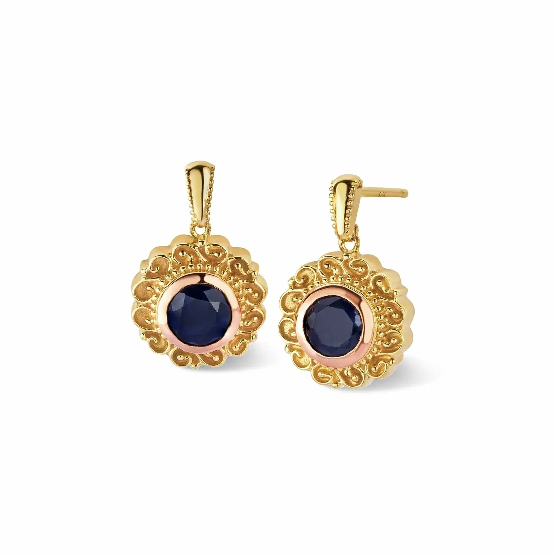 Clogau Jewellery Clogau 9ct Yellow Gold Filigree Sapphire Drop Earrings