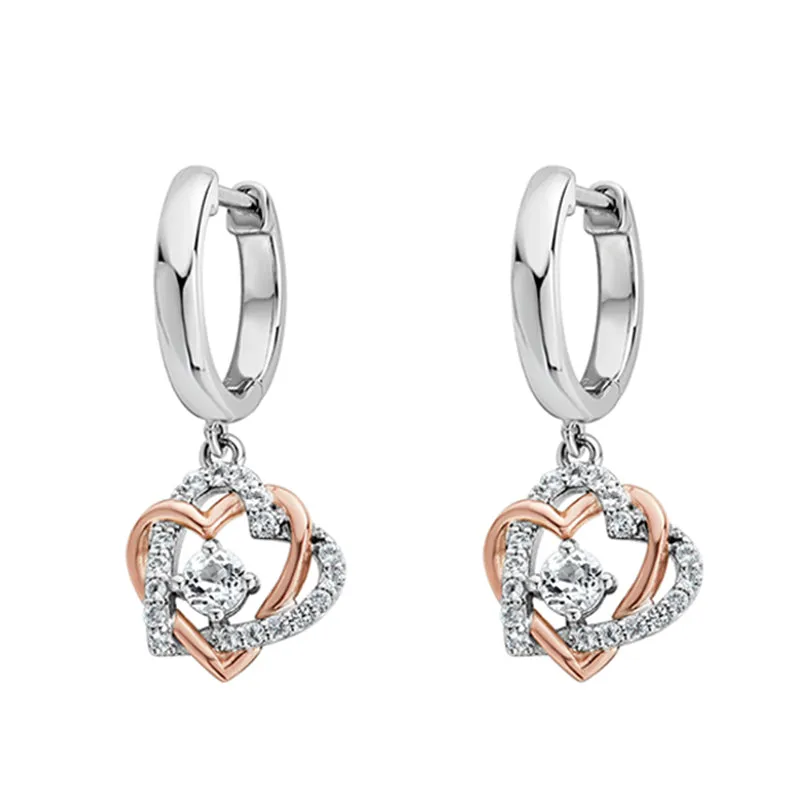 Clogau Jewellery Clogau Always in my Heart Sterling Silver White Topaz Drop Earrings