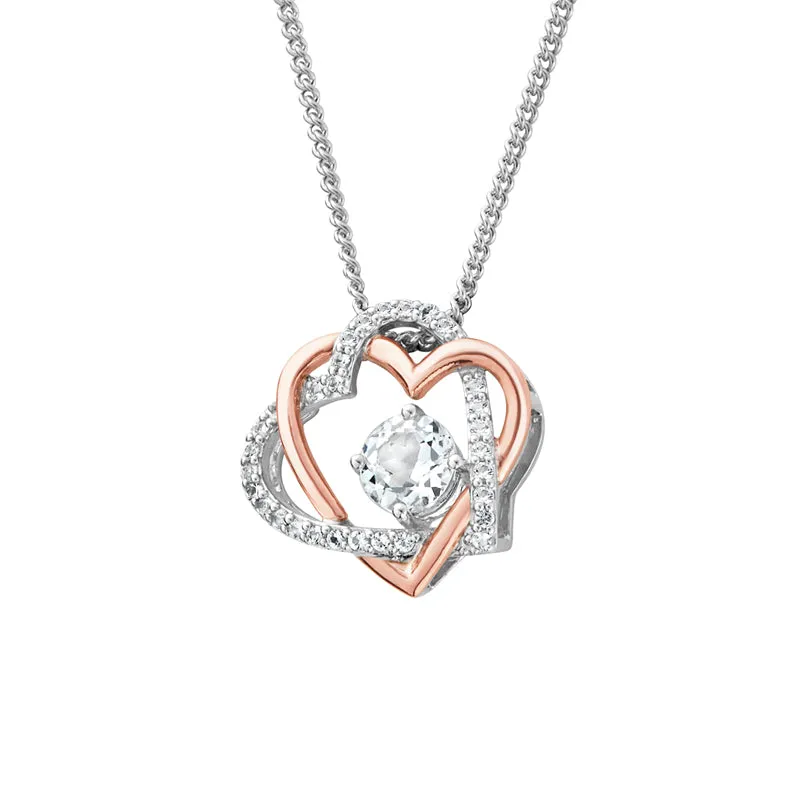 Clogau Jewellery Clogau Always in my Heart Sterling Silver White Topaz Pendant