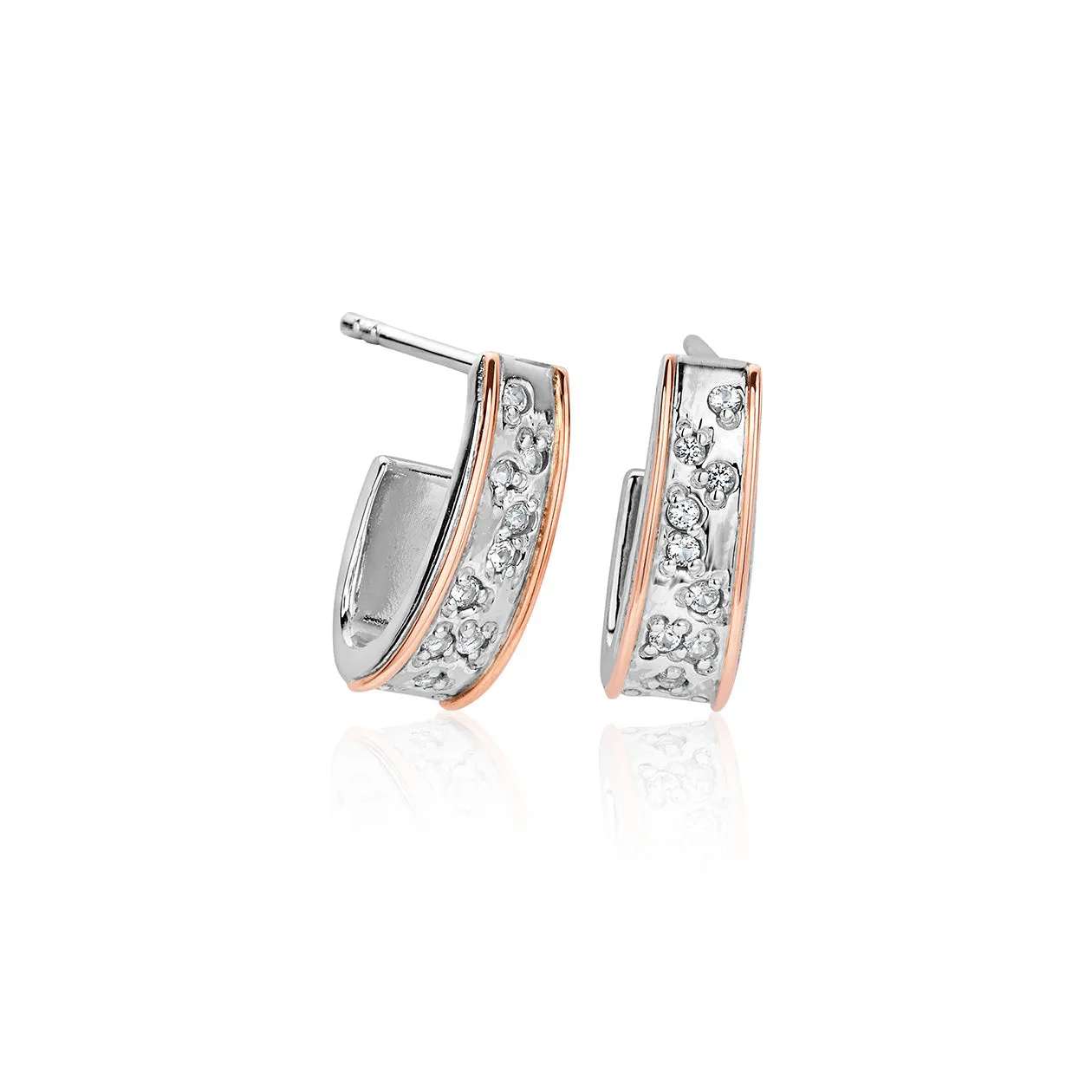 Clogau Jewellery Clogau Cariad Sparkle Sterling Silver Half Hoop Earrings