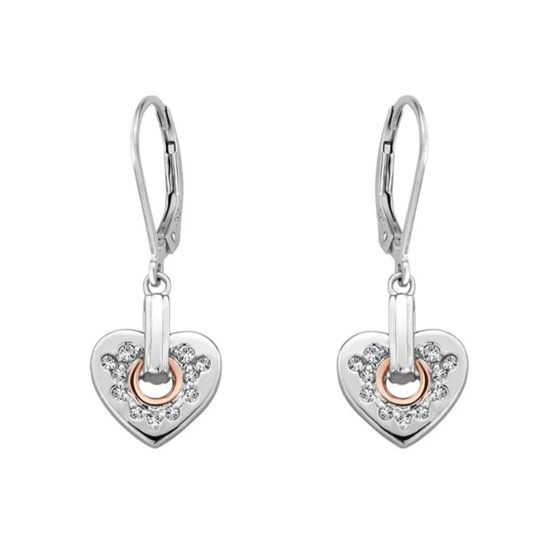 Clogau Jewellery Clogau Cariad Sterling Silver Sparkle Heart Hook Earrings