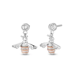 Clogau Jewellery Clogau Nature's Wonder Sterling Silver Honey Bee Drop Earrings with Topaz