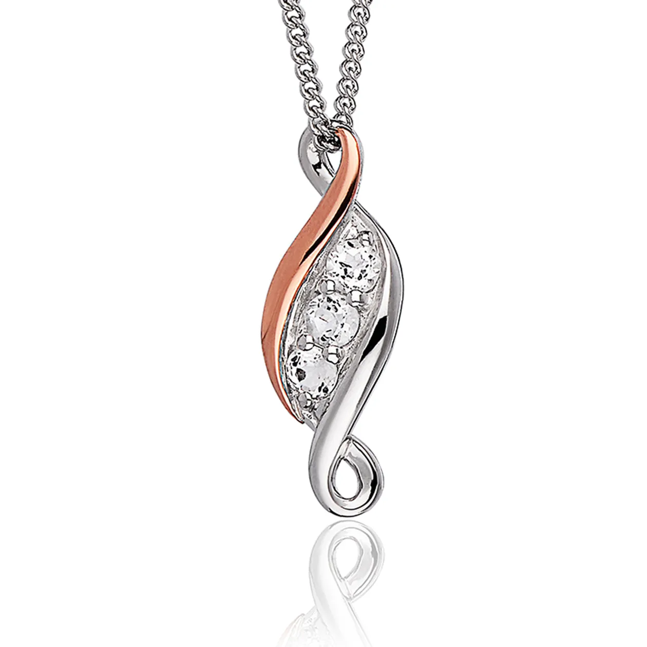 Clogau Jewellery Clogau Past Present Future Sterling Silver White Topaz Necklace