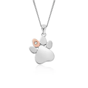 Clogau Jewellery Clogau Paw Print White Topaz Sterling Silver Necklace