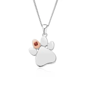 Clogau Jewellery Clogau Paw Prints On My Heart Sterling Silver January Birthstone Garnet Necklace
