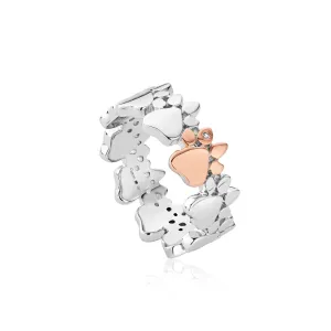 Clogau Jewellery Clogau Paw Prints On My Heart Sterling Silver White Topaz Band Ring