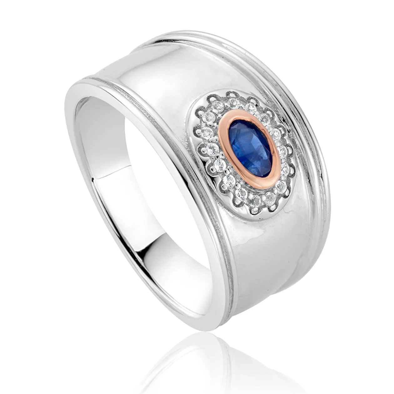 Clogau Jewellery Clogau Princess Diana Sterling Silver Sapphire Wide Ring