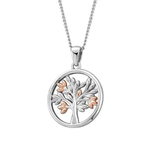 Clogau Jewellery Clogau Tree of Life Sterling Silver 9ct Rose Gold Vine Circle Necklace