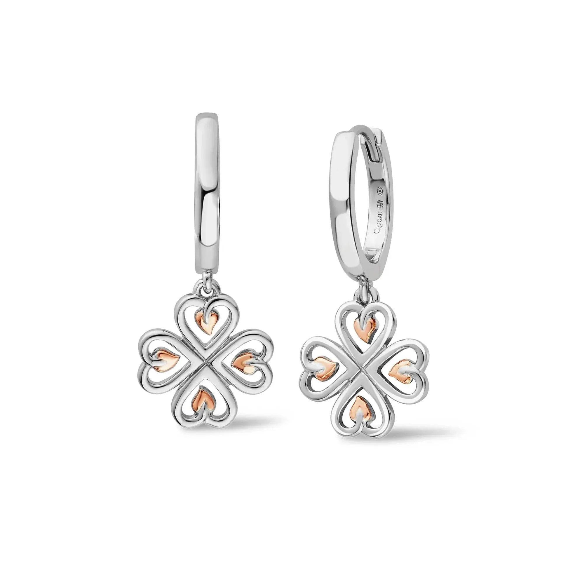 Clogau Jewellery Clogau Tree of Life Sterling Silver Heart Drop Hoop Earrings