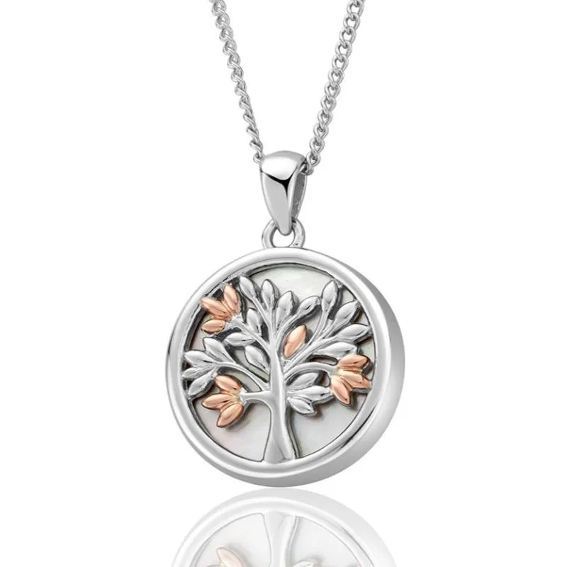 Clogau Jewellery Clogau Tree of Life Sterling Silver White Mother of Pearl 9ct Rose Gold Vine Necklace