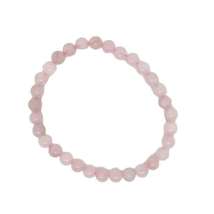 Crystals & Beaded Jewellery Crystal Bracelet - 6mm Rose Quartz Elastic Bracelet