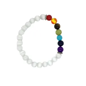 Crystals & Beaded Jewellery Crystal Bracelet - 7 Chakra & Selenite  (Small Crystal Beads)