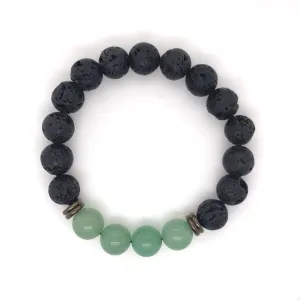 Crystals & Beaded Jewellery Crystal Bracelet - Aventurine & Black Lava Stone