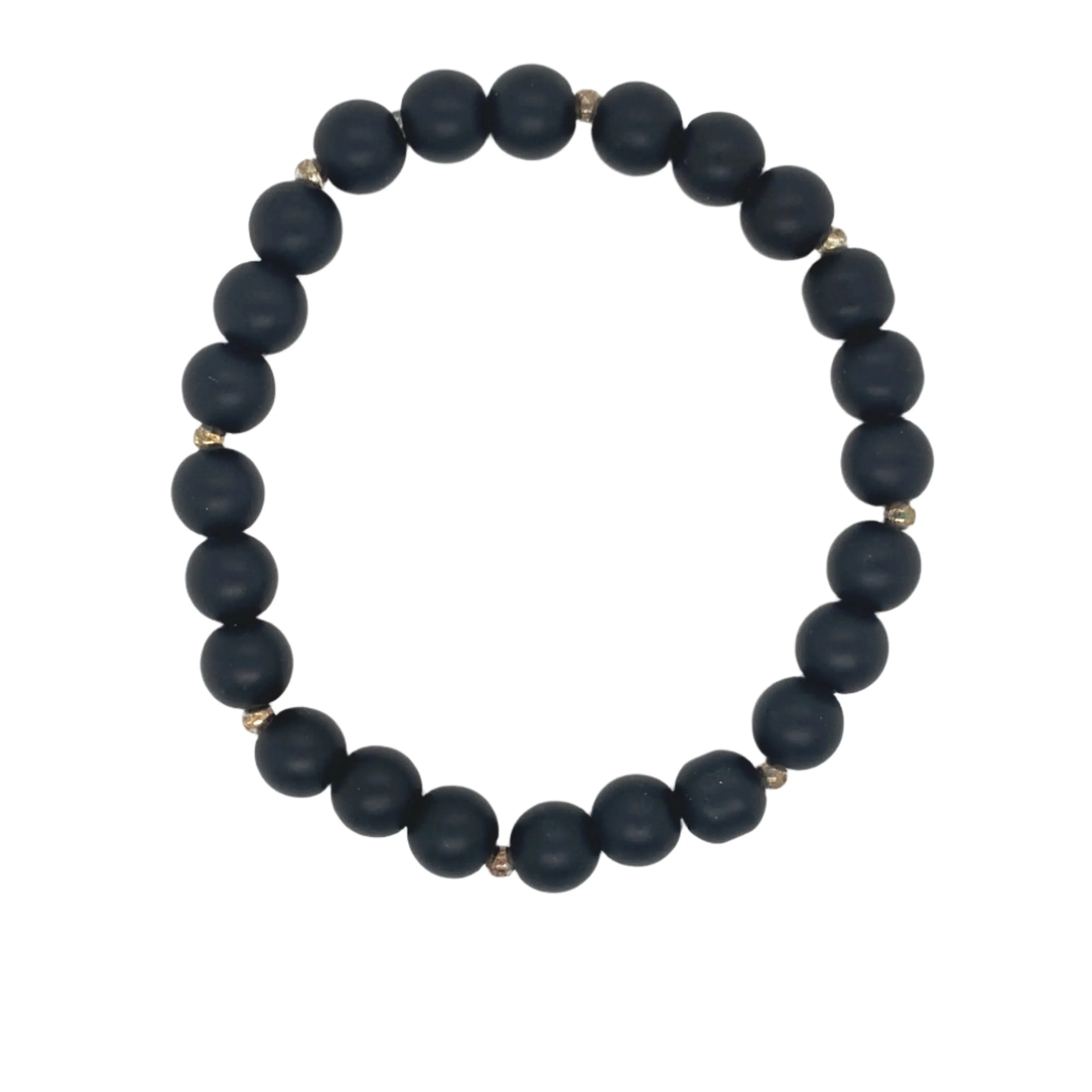 Crystals & Beaded Jewellery Crystal Bracelet - Black Smooth Matte Onyx Elastic Bracelet