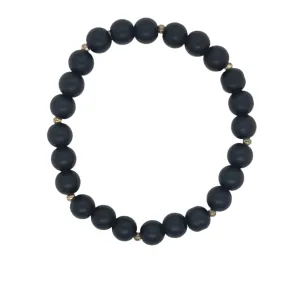 Crystals & Beaded Jewellery Crystal Bracelet - Black Smooth Matte Onyx Elastic Bracelet