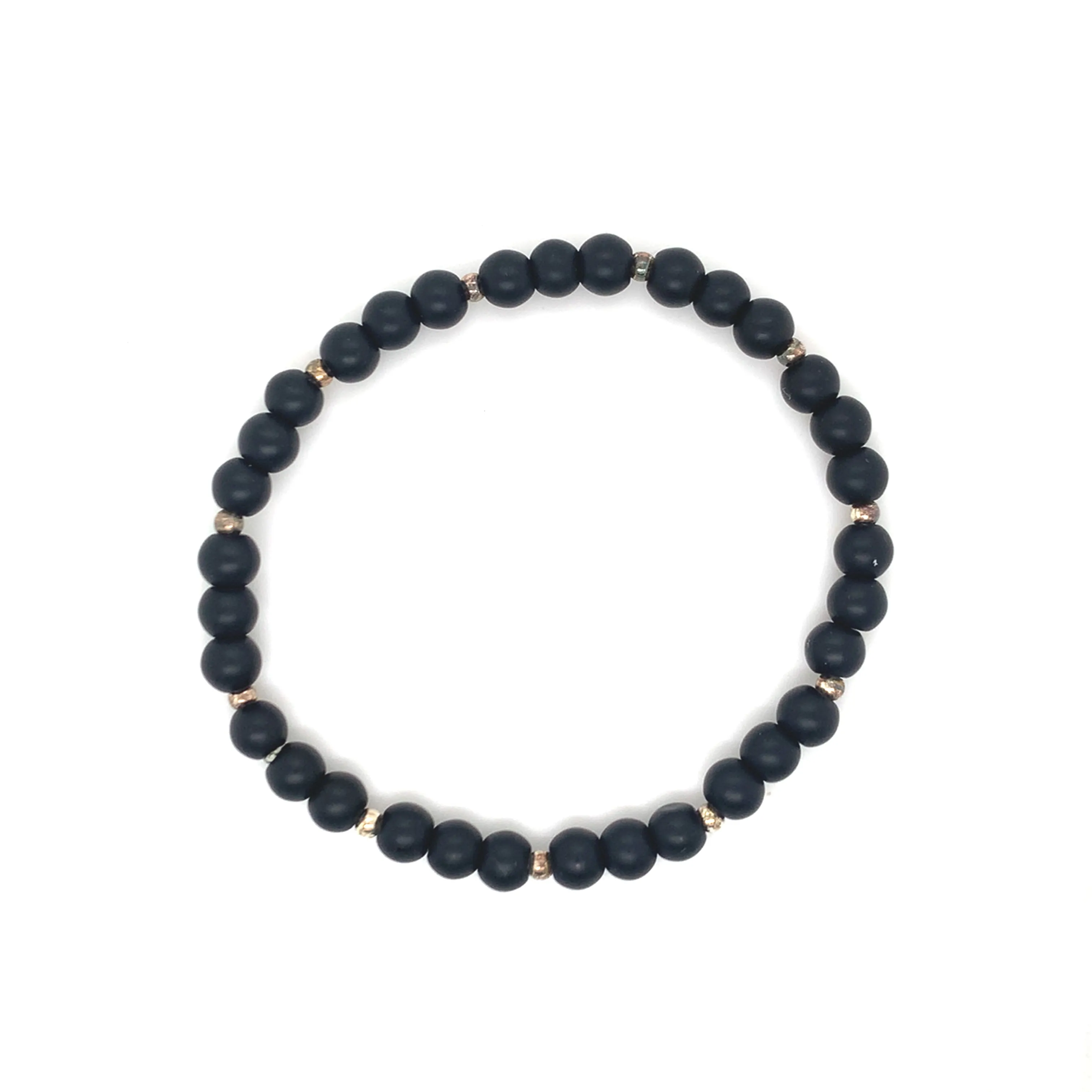 Crystals & Beaded Jewellery Crystal Bracelet - Black Smooth Matte Onyx Elastic Bracelet