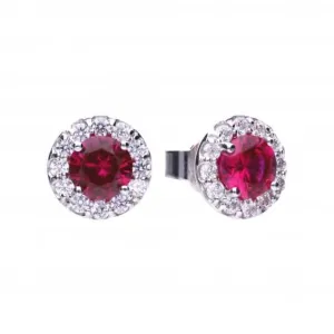 Cubic Zirconia Red Round Cluster Earrings E5654 Diamonfire Jewellery